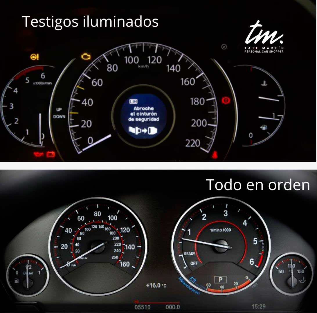 Revisión de testigos en la revisión dinámica de un coche